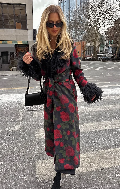Men jackets with a media - friendly pocket for easy access to gadgetsElaine Coat ~ Send Me Roses with Faux Fur Men jackets with a media - friendly pocket for easy access to gadgetsElaine Coat ~ Send Me Roses with Faux Fur
