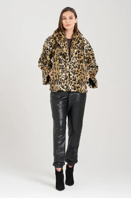 Hooded men jackets with a detachable faux - fur trim for added warmthFaux Leopard Fur Shawl Coat Hooded men jackets with a detachable faux - fur trim for added warmthFaux Leopard Fur Shawl Coat