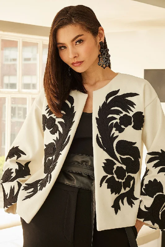 Corduroy men jackets in earthy tones for a rustic charmFelt Embroidered Crop Jacket