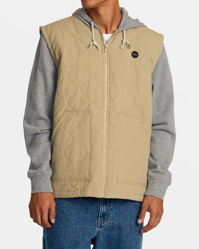 Men jackets with a built - in hood that can be stowed away when not in useGrant Hooded Puffer Jacket - Khaki Men jackets with a built - in hood that can be stowed away when not in useGrant Hooded Puffer Jacket - Khaki