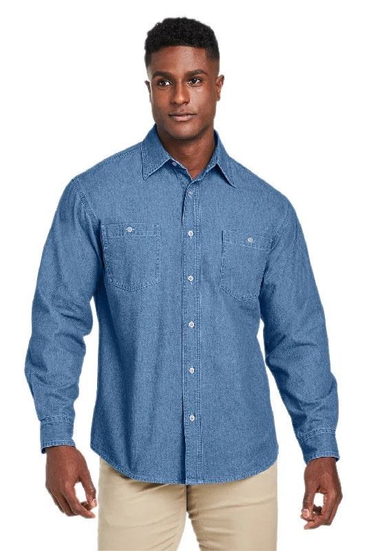 Lightweight men jackets made from recycled nylon for eco - friendly travelHarriton Mens Button Down Denim Shirt Jacket - Light Denim Blue Lightweight men jackets made from recycled nylon for eco - friendly travelHarriton Mens Button Down Denim Shirt Jacket - Light Denim Blue