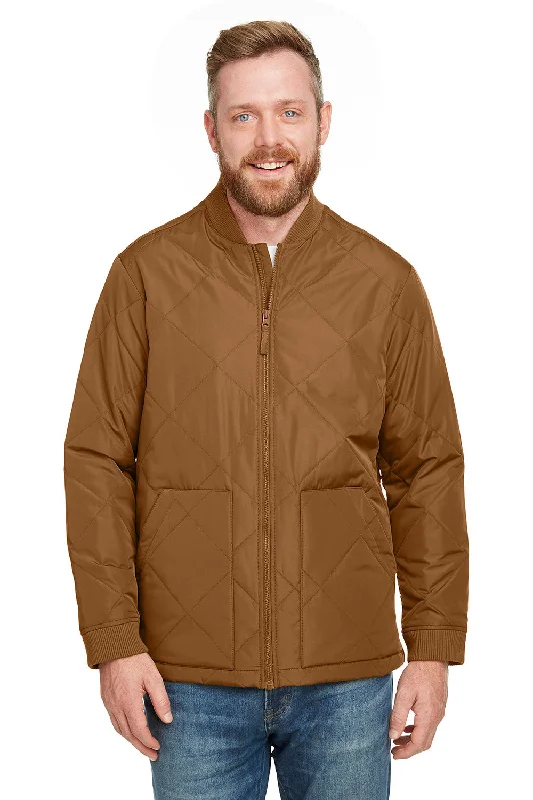Checkered men jackets in a plaid pattern for a preppy appearanceHarriton Mens Dockside Water Resistant Insulated Full Zip Jacket - Duck Brown