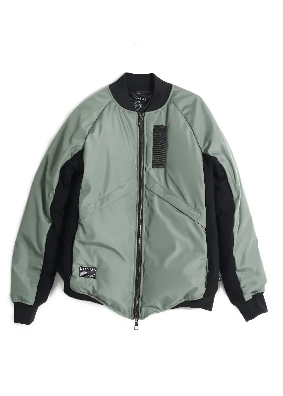 Checkered men jackets in a plaid pattern for a preppy appearanceKonus Men's Bomber Jacket with Hidden Pocket in Olive