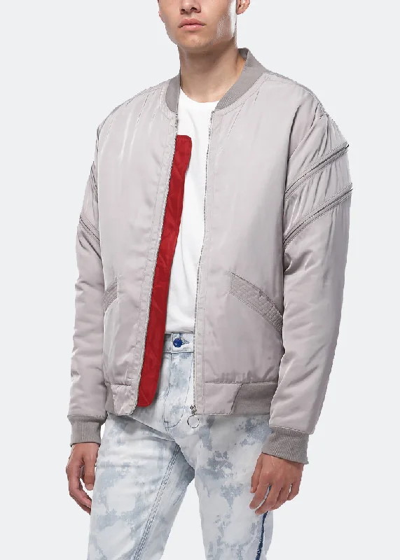Tailored men jackets to pair with formal trousers for business meetingsKonus Men's Bomber Jacket with Zipper Details in Grey Tailored men jackets to pair with formal trousers for business meetingsKonus Men's Bomber Jacket with Zipper Details in Grey
