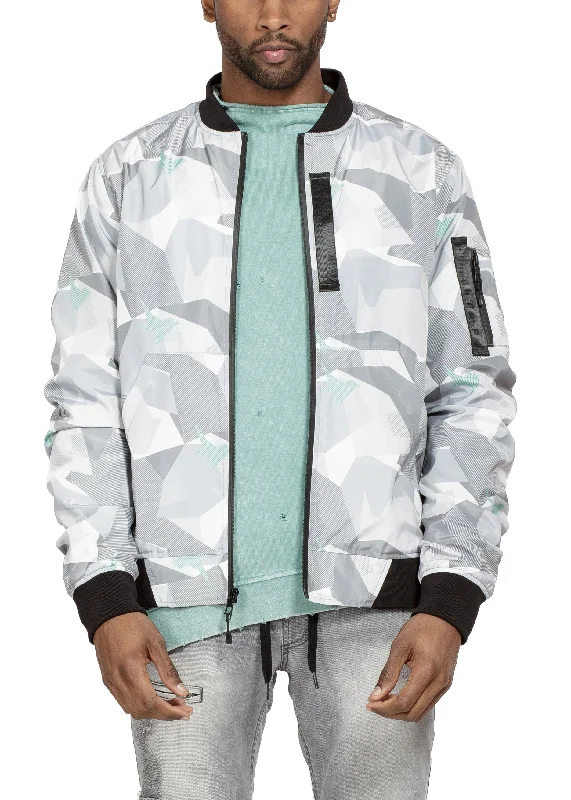 Men jackets with a built - in hood that can be stowed away when not in useKonus Men's Ma-1 Camo Bomber Jacket in Gray Men jackets with a built - in hood that can be stowed away when not in useKonus Men's Ma-1 Camo Bomber Jacket in Gray