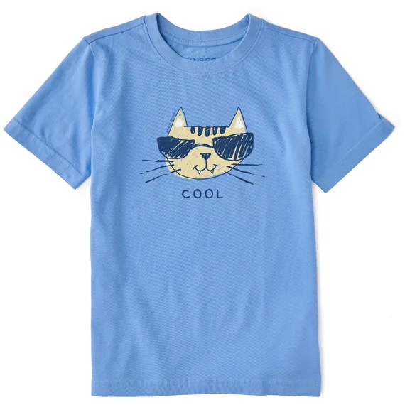 Embroidered men jackets with intricate floral designs for a unique aestheticKids' Cool Cat Short-Sleeve Crusher Tee - Cornflower Blue Embroidered men jackets with intricate floral designs for a unique aestheticKids' Cool Cat Short-Sleeve Crusher Tee - Cornflower Blue