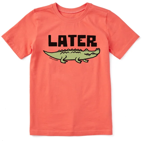 Embroidered men jackets with intricate floral designs for a unique aestheticKids' Later Gator Short-Sleeve Crusher Tee - Mango Orange Embroidered men jackets with intricate floral designs for a unique aestheticKids' Later Gator Short-Sleeve Crusher Tee - Mango Orange
