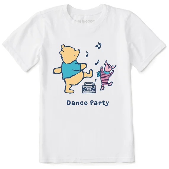 Stretch - fabric men jackets for unrestricted movement during workoutsKids' Winnie & P Dance Party Short-Sleeve Crusher Tee - Cloud White Stretch - fabric men jackets for unrestricted movement during workoutsKids' Winnie & P Dance Party Short-Sleeve Crusher Tee - Cloud White