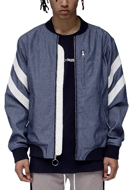 Men jackets with a media - friendly pocket for easy access to gadgetsMen's Chambray Ma-1 Bomber Jacket in Navy Men jackets with a media - friendly pocket for easy access to gadgetsMen's Chambray Ma-1 Bomber Jacket in Navy