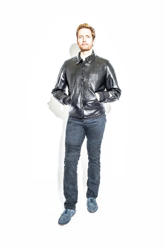 Down - filled men jackets in bright colors for winter fashionMen's Black Label Leather French Jacket Down - filled men jackets in bright colors for winter fashionMen's Black Label Leather French Jacket