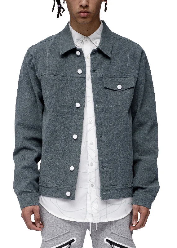 Men jackets with a built - in hood that can be stowed away when not in useMen's Trucker Jacket By Konus Brand Men jackets with a built - in hood that can be stowed away when not in useMen's Trucker Jacket By Konus Brand