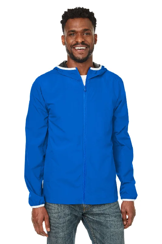 Hooded men jackets with a detachable faux - fur trim for added warmthNautica Mens Stillwater Water Resistant Full Zip Hooded Windbreaker Jacket - Royal Blue Hooded men jackets with a detachable faux - fur trim for added warmthNautica Mens Stillwater Water Resistant Full Zip Hooded Windbreaker Jacket - Royal Blue