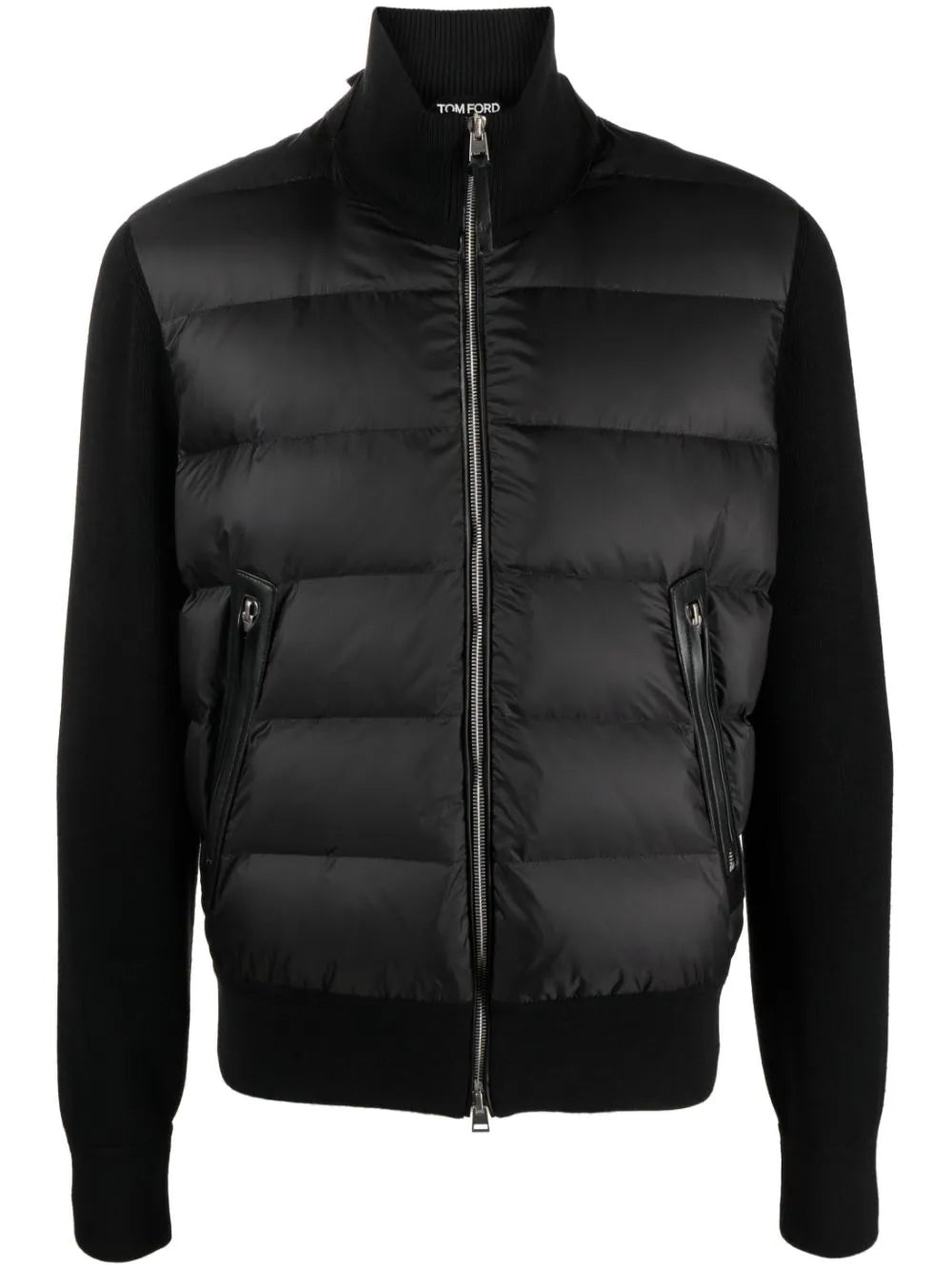 Fleece - lined men jackets for cold - weather commutingPadded-Panel Knitted Jacket
