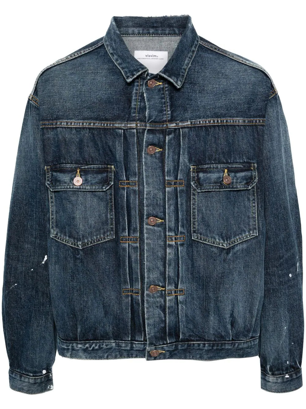 Men jackets with a zip - off sleeves to convert to a vestPaint-Splatter Denim Jacket Men jackets with a zip - off sleeves to convert to a vestPaint-Splatter Denim Jacket