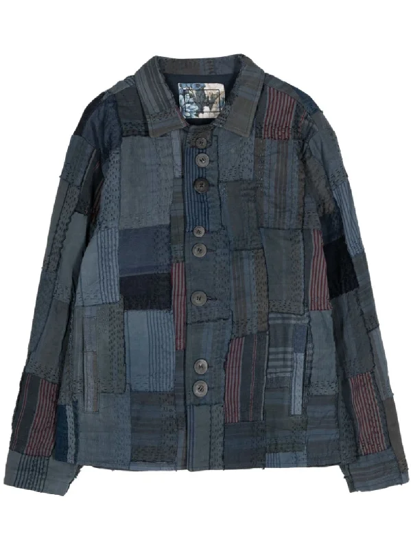 Denim men jackets with embroidered patches for a personalized touchPatchwork Linen Shirt Jacket Denim men jackets with embroidered patches for a personalized touchPatchwork Linen Shirt Jacket