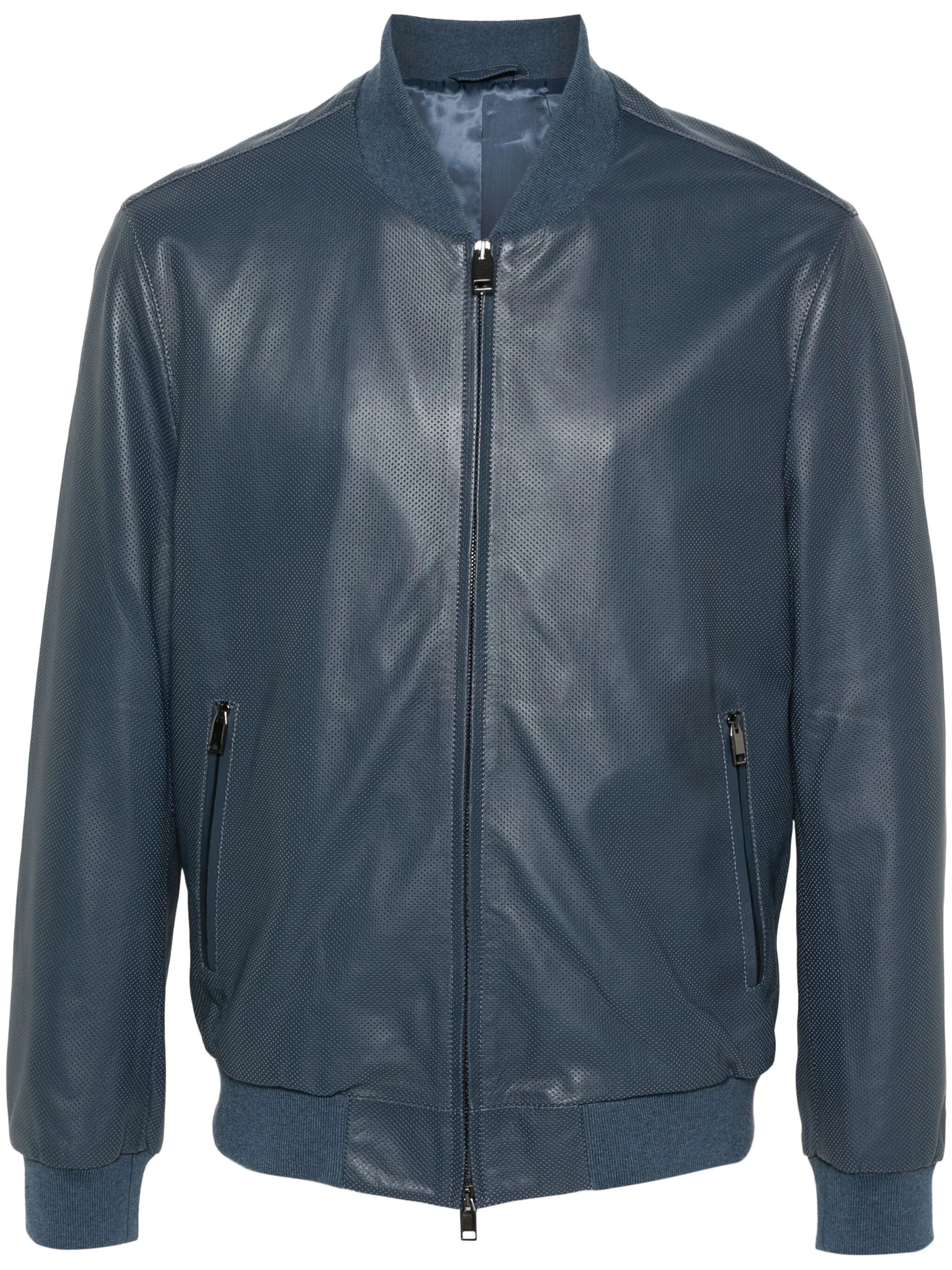 Down - filled men jackets in bright colors for winter fashionPerforated Leather Bomber Jacket Down - filled men jackets in bright colors for winter fashionPerforated Leather Bomber Jacket