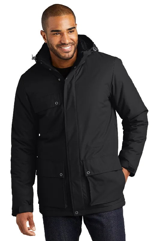 Stretch - fabric men jackets for unrestricted movement during workoutsPort Authority Mens Excursion Water Resistant Full Zip Hooded Parka - Deep Black Stretch - fabric men jackets for unrestricted movement during workoutsPort Authority Mens Excursion Water Resistant Full Zip Hooded Parka - Deep Black