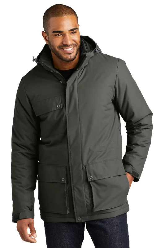 Fleece - lined men jackets for cold - weather commutingPort Authority Mens Excursion Water Resistant Full Zip Hooded Parka - Storm Grey Fleece - lined men jackets for cold - weather commutingPort Authority Mens Excursion Water Resistant Full Zip Hooded Parka - Storm Grey