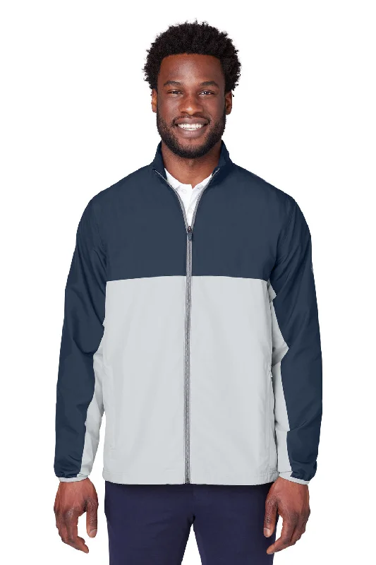Men jackets with a media - friendly pocket for easy access to gadgetsPuma Mens 1st Mile Moisture Wicking Full Zip Wind Jacket - Navy Blue/High Rise Grey Men jackets with a media - friendly pocket for easy access to gadgetsPuma Mens 1st Mile Moisture Wicking Full Zip Wind Jacket - Navy Blue/High Rise Grey