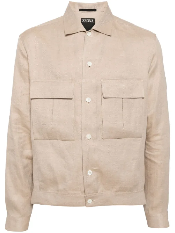 Men jackets with a built - in hood that can be stowed away when not in useSpread-Collar Linen Jacket Men jackets with a built - in hood that can be stowed away when not in useSpread-Collar Linen Jacket