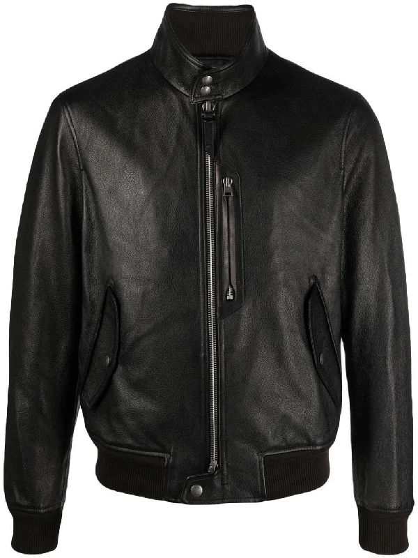 Stretch - fabric men jackets for unrestricted movement during workoutsStand-Collar Leather Jacket Stretch - fabric men jackets for unrestricted movement during workoutsStand-Collar Leather Jacket