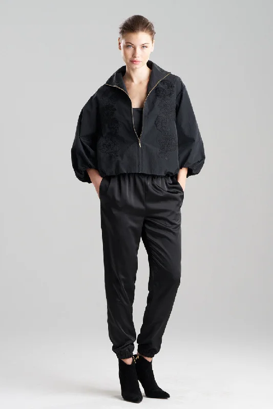 Plus - size men jackets with adjustable drawstrings for a comfortable fitTaffeta Embroidered Balloon Bomber Jacket Plus - size men jackets with adjustable drawstrings for a comfortable fitTaffeta Embroidered Balloon Bomber Jacket