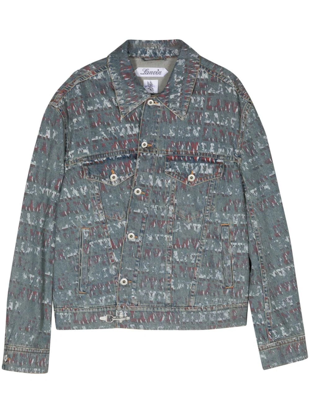 Embroidered men jackets with intricate floral designs for a unique aestheticX Future Stamp-Effect Denim Jacket Embroidered men jackets with intricate floral designs for a unique aestheticX Future Stamp-Effect Denim Jacket