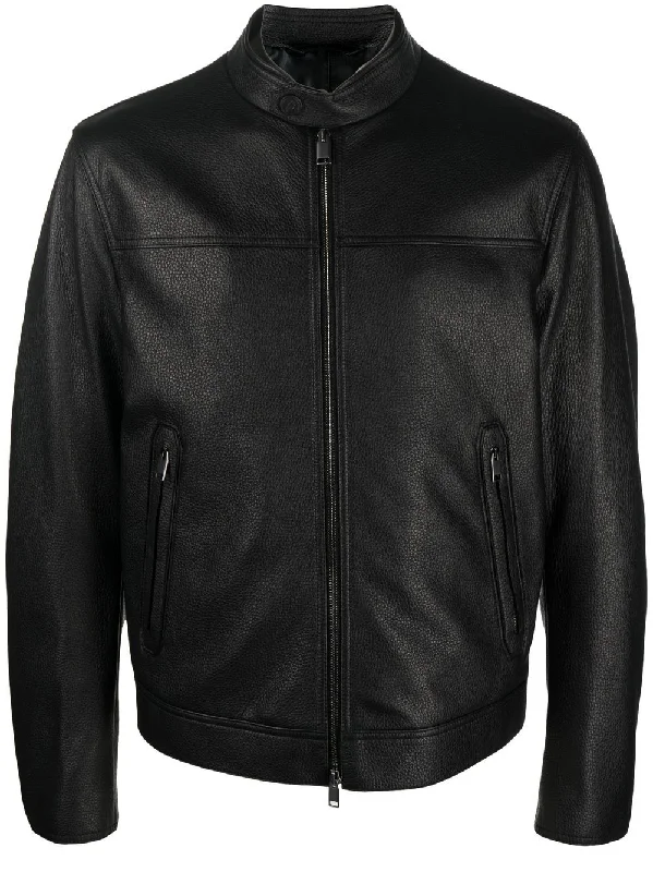 Denim men jackets with embroidered patches for a personalized touchZip-Front Leather Jacket Denim men jackets with embroidered patches for a personalized touchZip-Front Leather Jacket
