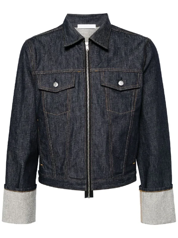 Stretch - fabric men jackets for unrestricted movement during workoutsZip-Up Denim Jacket Stretch - fabric men jackets for unrestricted movement during workoutsZip-Up Denim Jacket