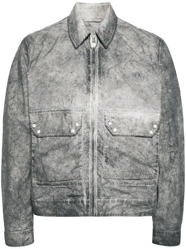 Denim men jackets with embroidered patches for a personalized touchZip-Up Distressed-Effect Shirt Jacket Denim men jackets with embroidered patches for a personalized touchZip-Up Distressed-Effect Shirt Jacket
