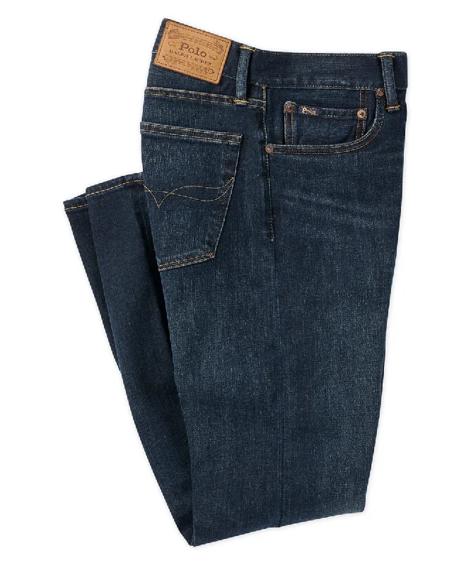 Men's ribbed cuffs and hem polo shirts for a textured lookPolo Ralph Lauren Dark Wash Stretch Five-Pocket Jeans Men's ribbed cuffs and hem polo shirts for a textured lookPolo Ralph Lauren Dark Wash Stretch Five-Pocket Jeans