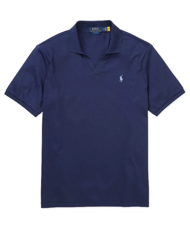 Men's color - block polo shirts with a bold fashion statementPolo Ralph Lauren Short Sleeve Soft Touch Johnny Collar Knit Men's color - block polo shirts with a bold fashion statementPolo Ralph Lauren Short Sleeve Soft Touch Johnny Collar Knit