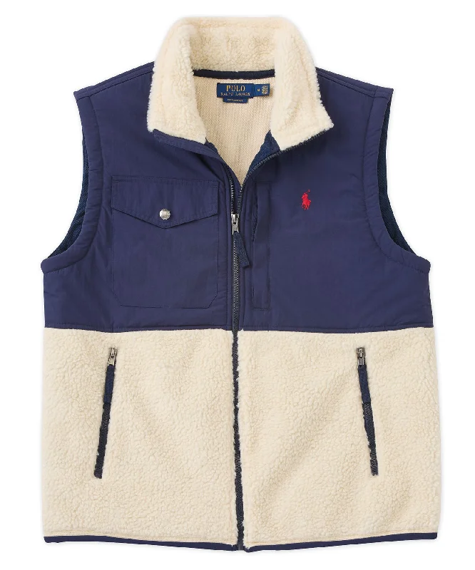 Men's slim fit short sleeve polo shirts with contrast collarsPolo Ralph Lauren High Pile Vest Men's slim fit short sleeve polo shirts with contrast collarsPolo Ralph Lauren High Pile Vest