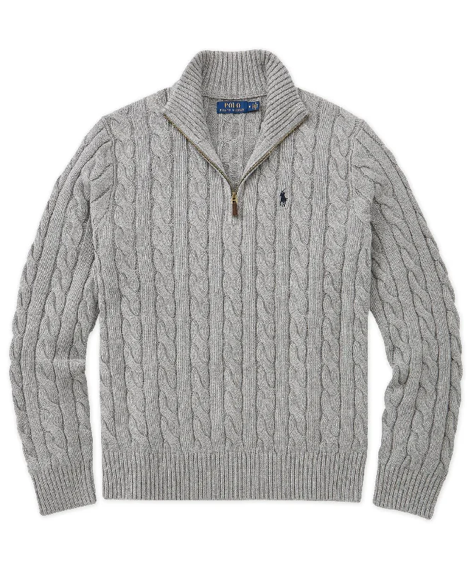 Men's high - collar polo shirts with a modern twistPolo Ralph Lauren Cotton Cable Half-Zip Sweater Men's high - collar polo shirts with a modern twistPolo Ralph Lauren Cotton Cable Half-Zip Sweater