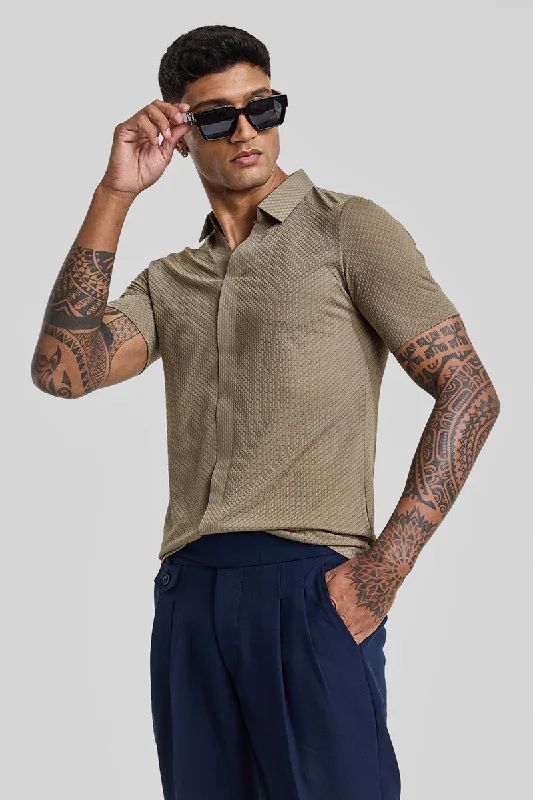 Men's reversible polo shirts with two different looksBeige Textured Polo T-Shirt
