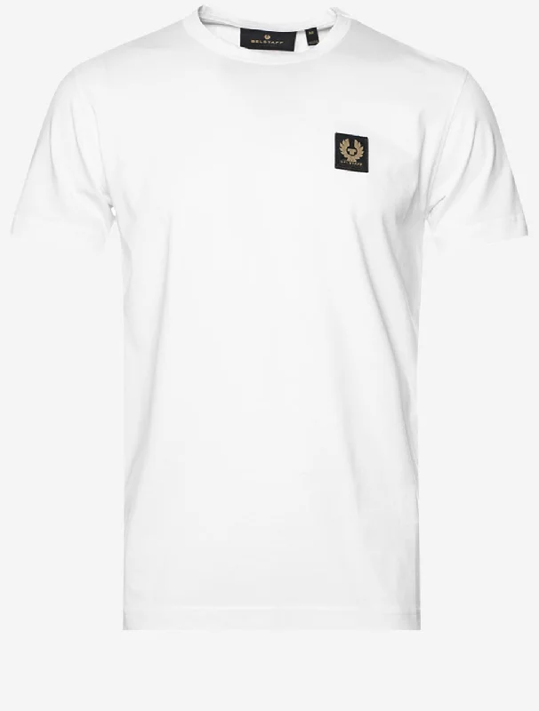 Men's button - front t - shirts with a unique artistic printCotton T-Shirt White