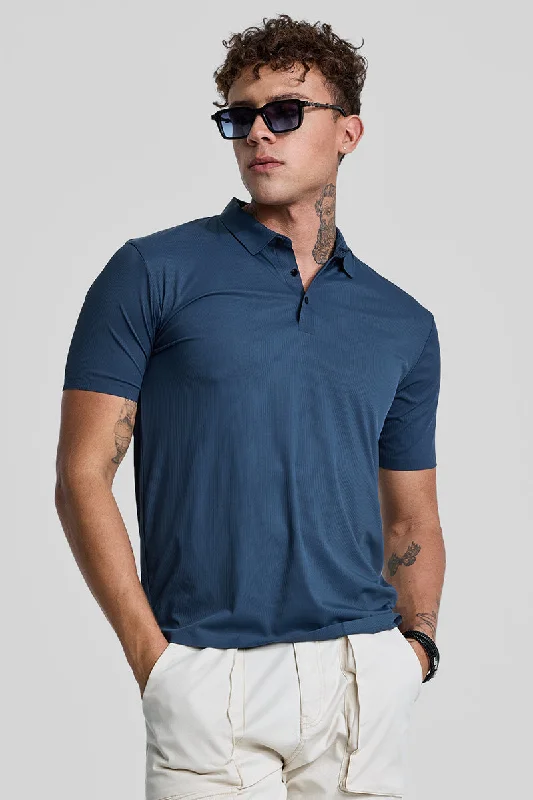 Men's luxury cashmere blend polo shirts in solid colorsBlue Stitchless Polo T-Shirt