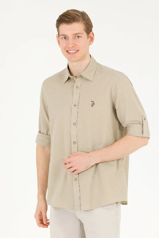 Men's long sleeve classic fit polo shirts with embroidered logosCHEMISE ENZO Vert MILITAIRE POUR HOMME-1844703VR027 Men's long sleeve classic fit polo shirts with embroidered logosCHEMISE ENZO Vert MILITAIRE POUR HOMME-1844703VR027