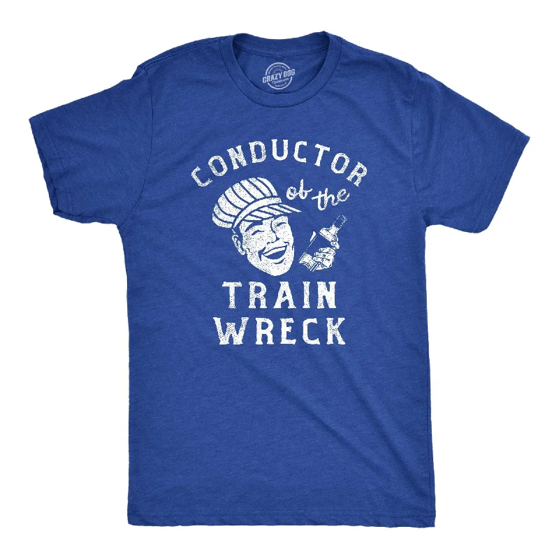 Men's smart - casual checkered t - shirts for semi - formal occasionsConductor Of The Train Wreck Men's T Shirt Men's smart - casual checkered t - shirts for semi - formal occasionsConductor Of The Train Wreck Men's T Shirt