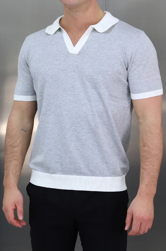 Men's budget - friendly basic polo shirts in multiple colorsCapo Egyptian Cotton Contrast Cuban Collar Polo Shirt - Grey Men's budget - friendly basic polo shirts in multiple colorsCapo Egyptian Cotton Contrast Cuban Collar Polo Shirt - Grey
