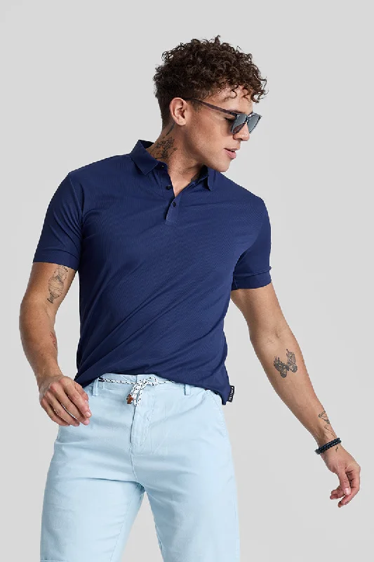 Men's vintage - inspired retro polo shirts with unique patternsDark Blue Stitchless Polo T-Shirt Men's vintage - inspired retro polo shirts with unique patternsDark Blue Stitchless Polo T-Shirt