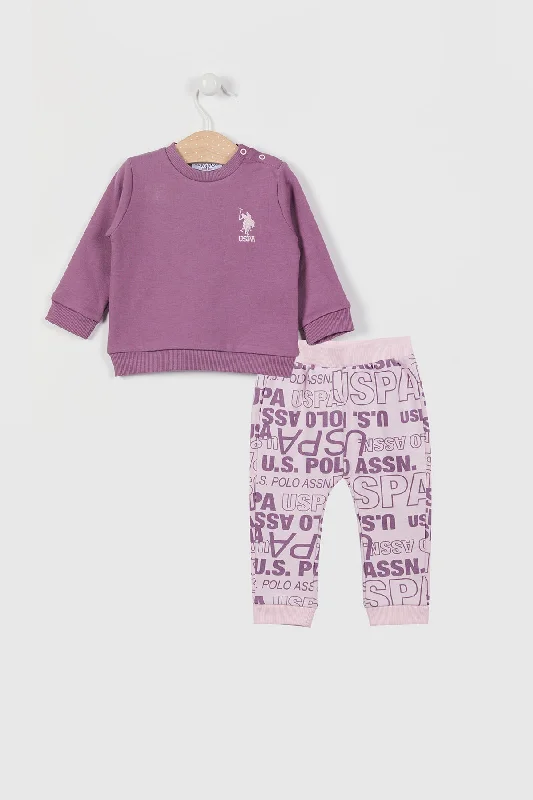 Men's high - collar polo shirts with a modern twistENSEMBLE 02 PCS MAUVE BÉBÉ FILLE - USB985-1 Men's high - collar polo shirts with a modern twistENSEMBLE 02 PCS MAUVE BÉBÉ FILLE - USB985-1