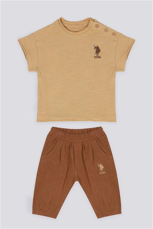Men's ribbed cuffs and hem polo shirts for a textured lookEnsemble Kaki Marron pour bébé-USB1169-V2 Men's ribbed cuffs and hem polo shirts for a textured lookEnsemble Kaki Marron pour bébé-USB1169-V2