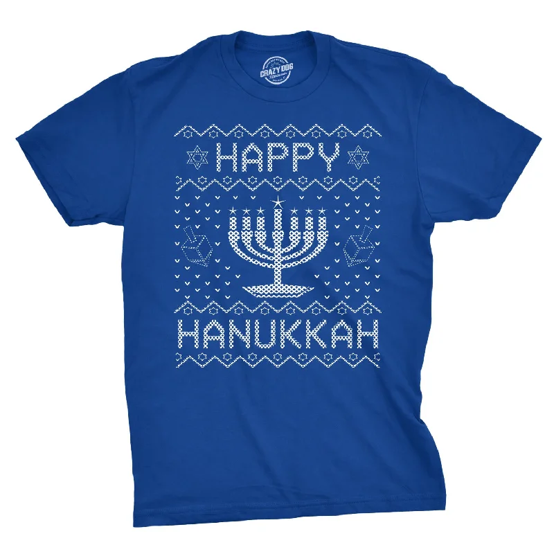 Men's thermal t - shirts with a high - neck design for cold weatherHappy Hanukkah Men's T Shirt Men's thermal t - shirts with a high - neck design for cold weatherHappy Hanukkah Men's T Shirt