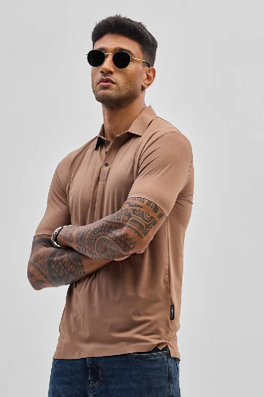 Men's budget - friendly basic polo shirts in multiple colorsHazelnut Textured Polo T-Shirt Men's budget - friendly basic polo shirts in multiple colorsHazelnut Textured Polo T-Shirt