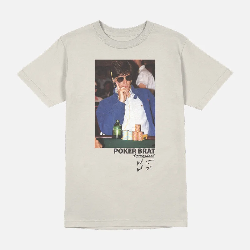 Men's distressed denim - look t - shirts with a rugged appealHELLMUTH POKER BRAT SHIRT Men's distressed denim - look t - shirts with a rugged appealHELLMUTH POKER BRAT SHIRT