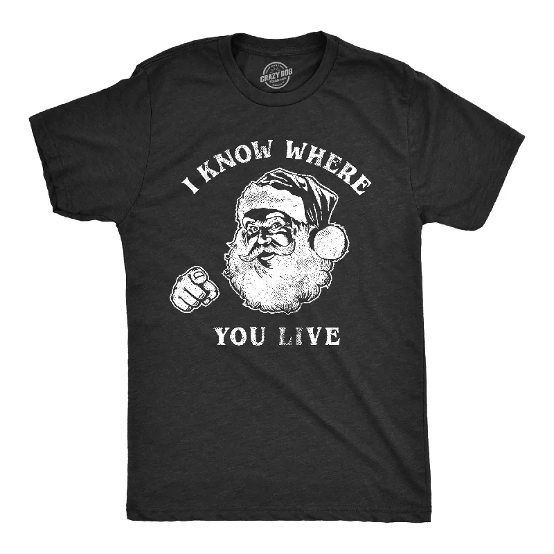 Men's printed Hawaiian t - shirts for tropical vacationsI Know Where You Live Men's T Shirt Men's printed Hawaiian t - shirts for tropical vacationsI Know Where You Live Men's T Shirt