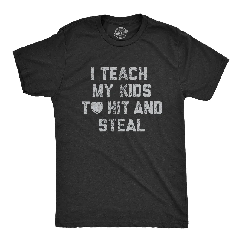 Men's mock - neck t - shirts with a modern and sleek styleI Teach My Kids To Hit And Steal Men's T Shirt Men's mock - neck t - shirts with a modern and sleek styleI Teach My Kids To Hit And Steal Men's T Shirt