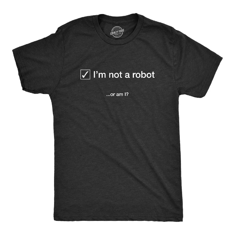 Men's mock - neck t - shirts with a modern and sleek styleI'm Not A Robot. Or Am I? Men's T Shirt Men's mock - neck t - shirts with a modern and sleek styleI'm Not A Robot. Or Am I? Men's T Shirt
