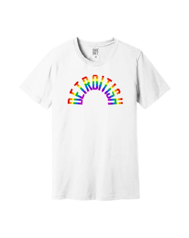 Men's tie - dye t - shirts with a bohemian styleInk Detroit Detroitish Rainbow T-Shirt - White Men's tie - dye t - shirts with a bohemian styleInk Detroit Detroitish Rainbow T-Shirt - White